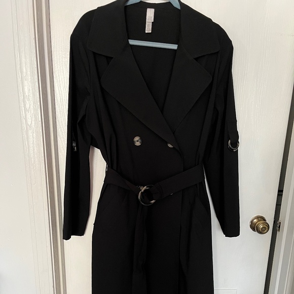 Marla Wynne Black Trench Coat Size L - Picture 1 of 8